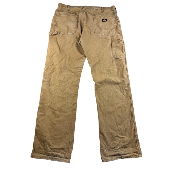 Dickies Relaxed Fit Sanded Duck Carpenter Pant Men 36x34 Brown Workwear Utility - Picture 2 of 14